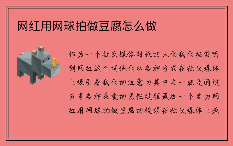 网红用网球拍做豆腐怎么做