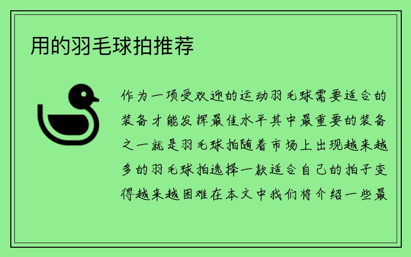 用的羽毛球拍推荐