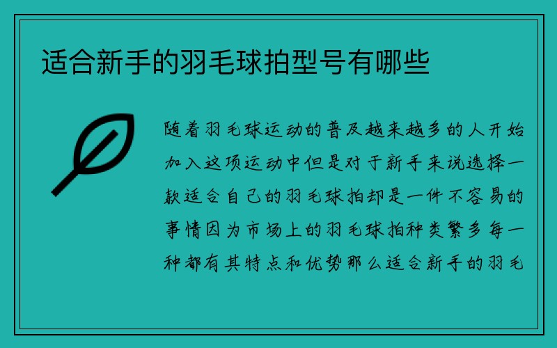 适合新手的羽毛球拍型号有哪些